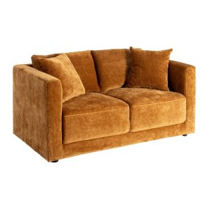 3 Lugares Sofá Ocre Tecido-Madeira 165 X 96 X 86 Cm