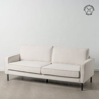Sofá 3 Lugares Sala Cru Tecido-Metal 213 X 87 X 90 Cm - Image 9