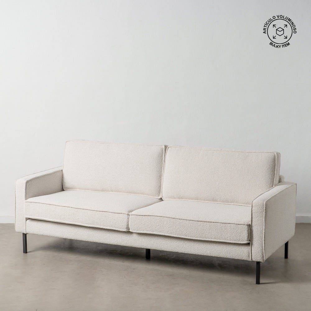 Sofá 3 Lugares Sala Cru Tecido-Metal 213 X 87 X 90 Cm - Image 4