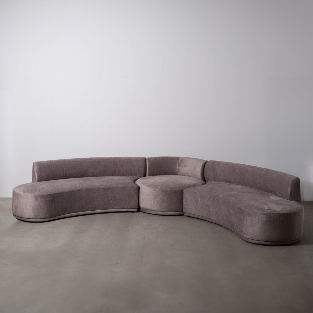 Sofá de 3 peças Taupe Old Tecido Room 405 x 112 x 70 cm - Image 8