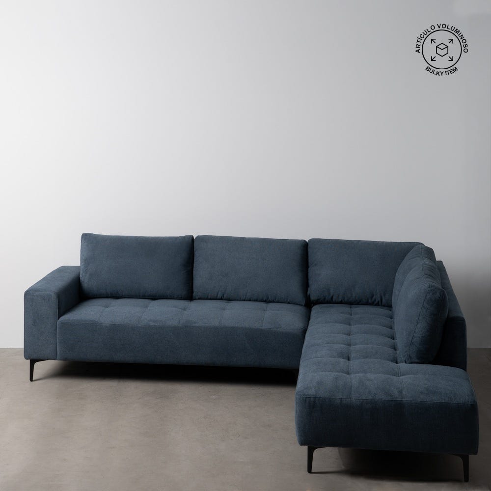 Sofá Chaise Longue Direita Azul 266 X 222 X 80 Cm - Image 8