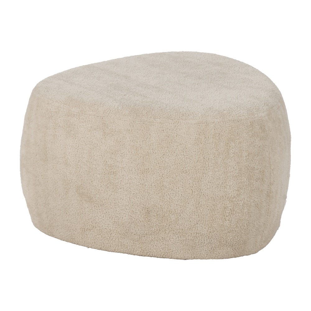 Pufe Bege Tecido Quarto 60 X 60 X 33 Cm - Image 3
