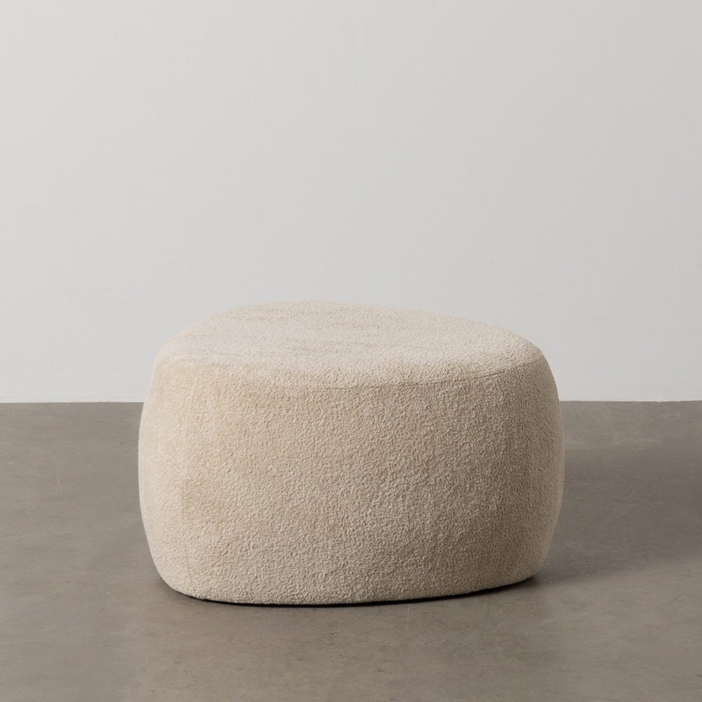 Pufe Bege Tecido Quarto 60 X 60 X 33 Cm - Image 9
