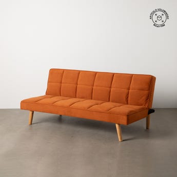 Sofá Cama Laranja Madeira Decoração. 175x84x73cm - Image 5