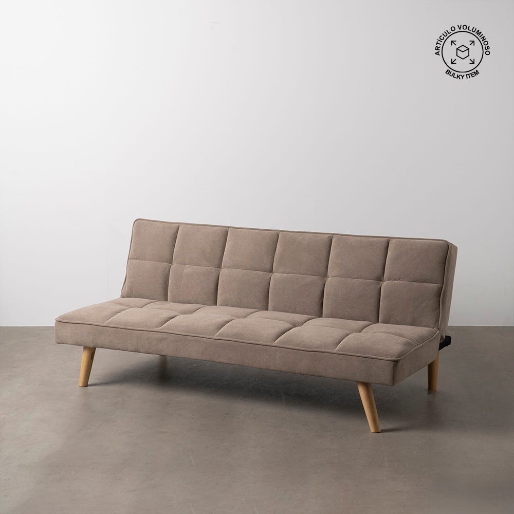 Sofá Cama Bege Madeira Decoração. 175x84x73cm - Image 4