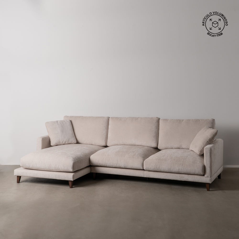 Sofá Chaise Longue Esquerdo Tecido Creme 290 X 160 X 95 Cm - Image 4