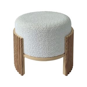 Pufe em tecido Dmf branco-natural 43 x 43 x 41 cm