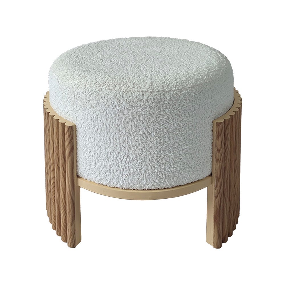 Pufe em tecido Dmf branco-natural 43 x 43 x 41 cm - Image 5