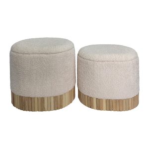 S/2 Pufe Baú Creme Dmf-Tecido 44 X 34 X 45 Cm