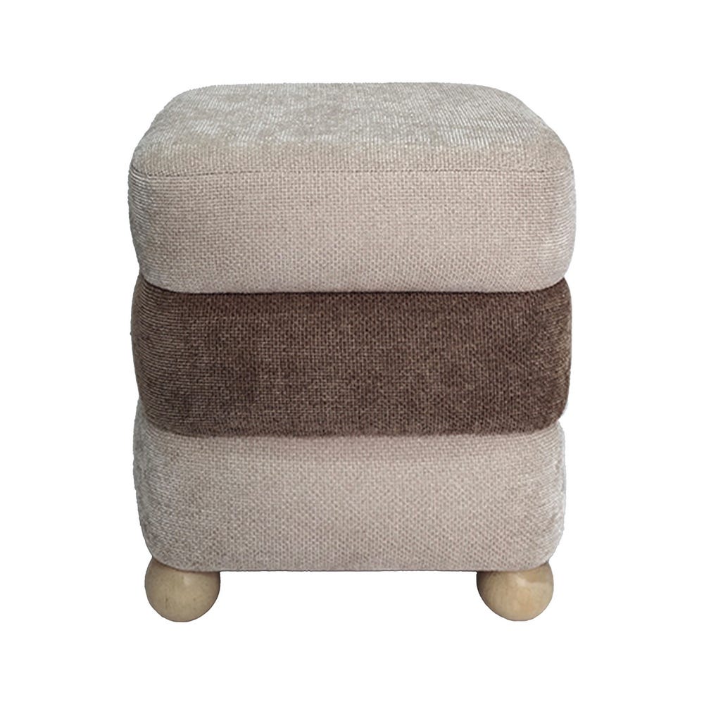 Pufe Bege-Castanho Dmf-Tecido 44 X 44 X 50 Cm - Image 4