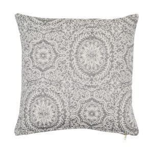 Almofada Branco-Cinza Algodão Decoração 45 X 45 Cm (2 Unidades)