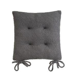 Almofada De Cadeira Sherpa Bouclé Cinza 40 X 7 X 40 Cm (4 Unidades)