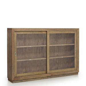 Vitrina em mindi com portas de correr 200 x 40 x 132