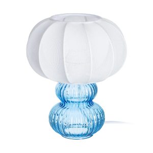 Candeeiro de mesa com cristal azul – testado – 21 x 21 x 25,50 cm