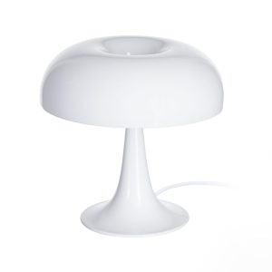 Candeeiro de mesa em vidro branco e metal, 25,50 x 25,50 x 25 cm