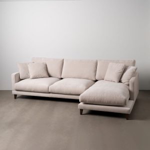 Sofá Chaise Longue Direita Creme Tecido 290 X 160 X 95 Cm