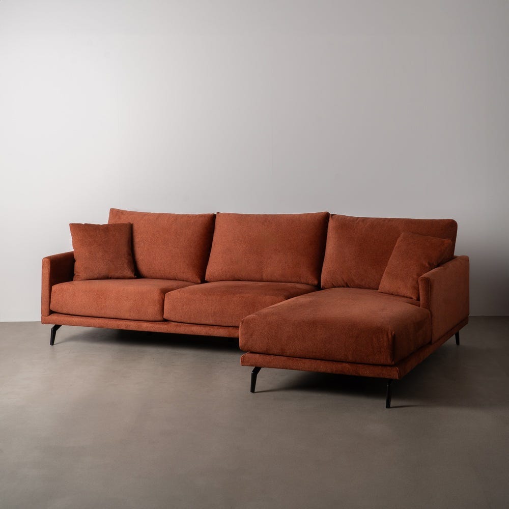 Chaise Longue Sofá Direita Telha Tecido 284 X 173 X 100 Cm - Image 4