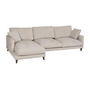 Sofá Chaise Longue Esquerdo Tecido Creme 290 X 160 X 95 Cm