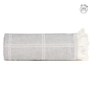 Colcha Quadros Cinza De Pérola Algodão 250 X 260 Cm