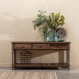 Consola Castanho Madeira 184,50 X 50 X 86,80 Cm