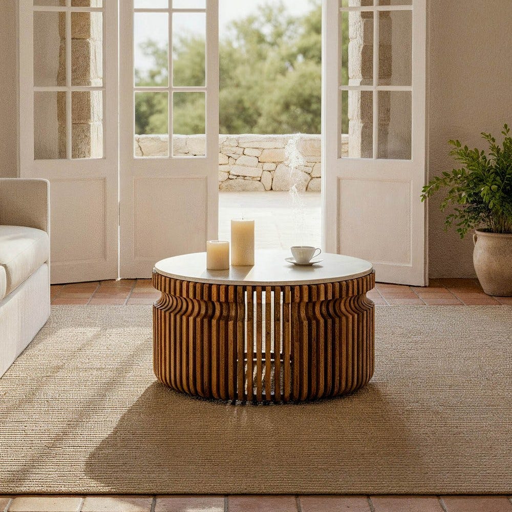 Mesa De Cafe Madeira-Mármore Room 80 X 80 X 42 Cm - Image 3