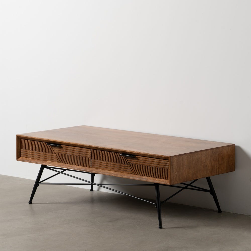Mesa de Centro Castanho-Negro Madeira-Metal 120 X 60 X 40 Cm - Image 2