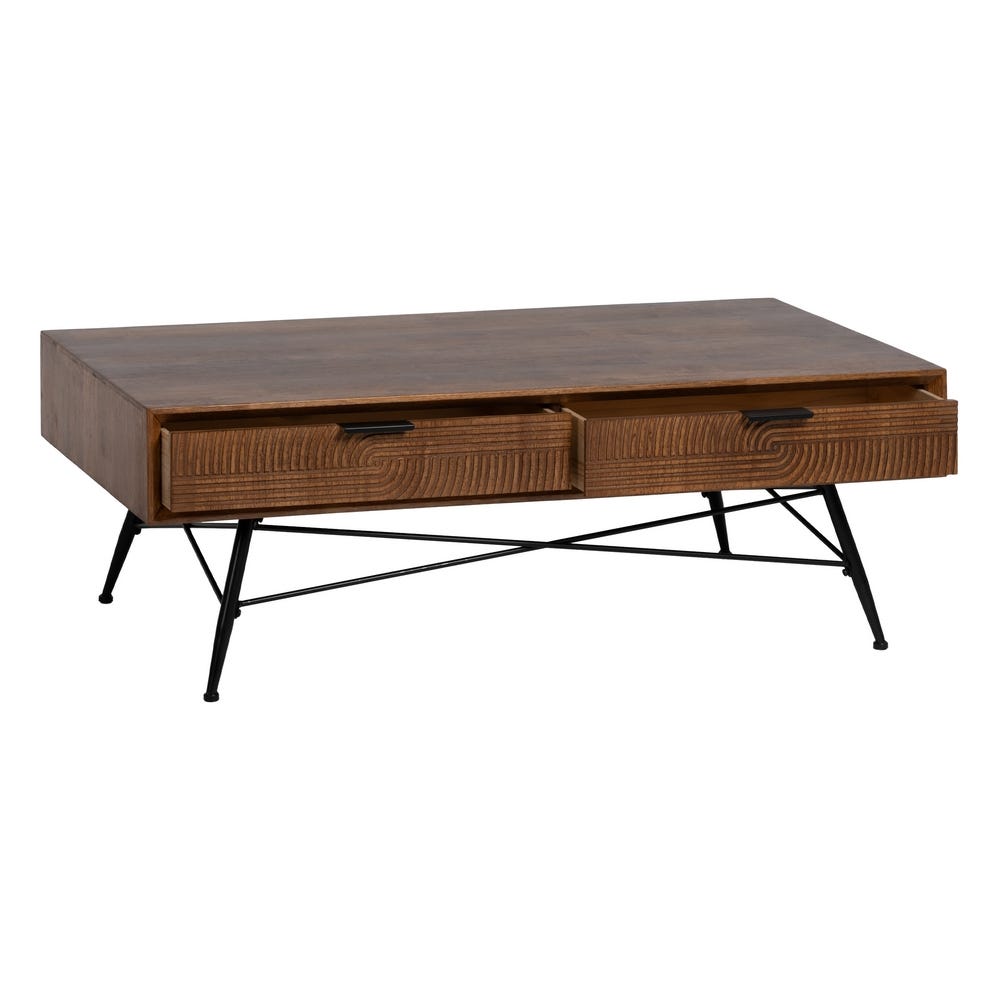 Mesa de Centro Castanho-Negro Madeira-Metal 120 X 60 X 40 Cm - Image 4