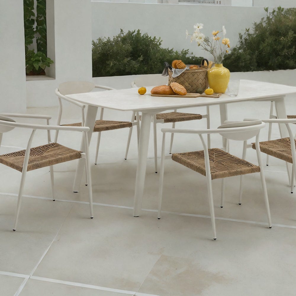 Mesa de porcelana Marín em calcário creme, 180 x 90 x 72 cm - Image 4