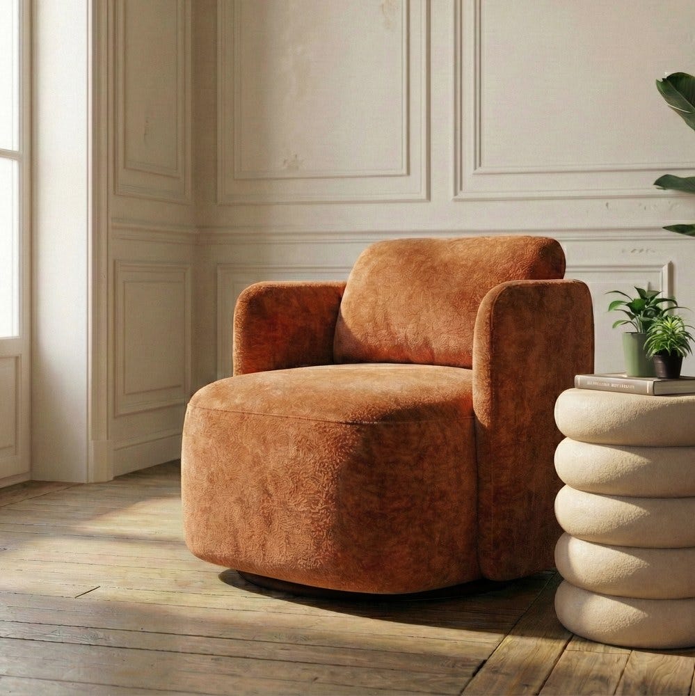 Poltrona Revolvendo em tecido terracota 87 x 85 x 66 cm - Image 2