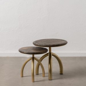 S/2 Mesa Auxiliar Castanho-Ouro 49 X 49 X 49 Cm