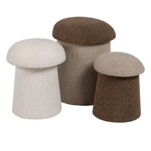 S/2 Pufe Tecido Bege-Castanho 40 X 40 X 48 Cm