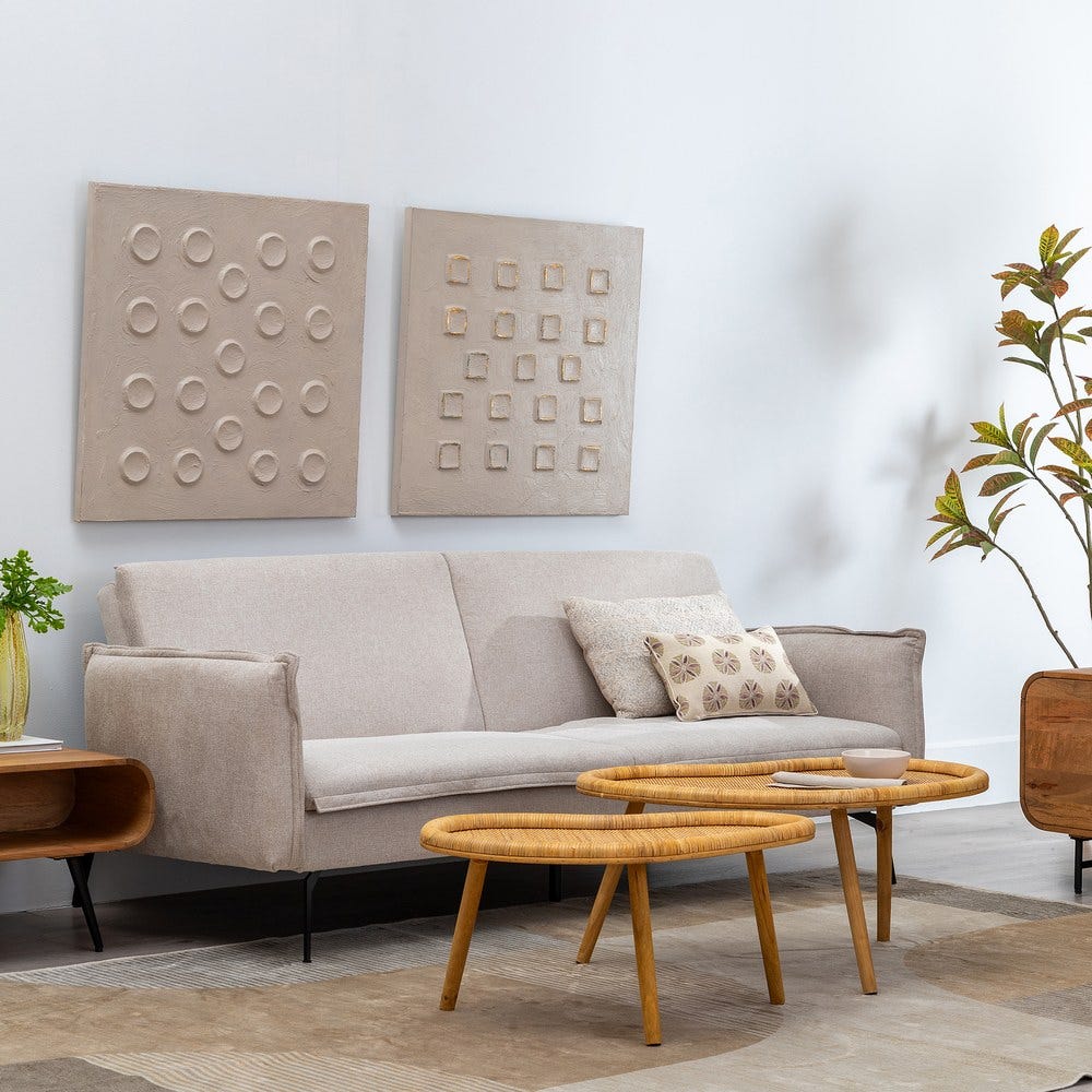 Sofá-cama Quarto Tecido-Metal Branco 214 X 106 X 84 Cm