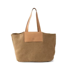 Saco de Ombro Grande em Crochet Caledonia | Biba | Camel