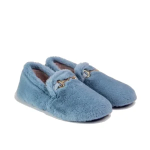 Pantufa Pêlo c/ Fivela Dourada – Elsa – Azul Céu